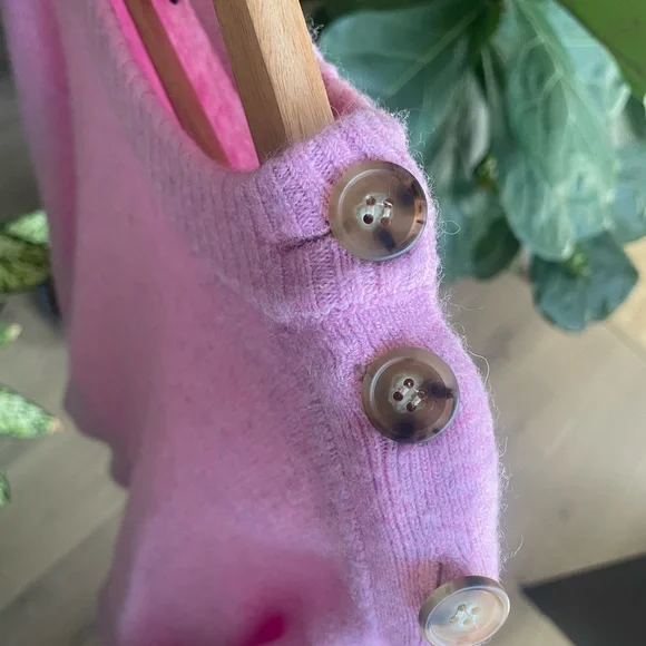 J. Crew Pink Crew Neck Sweater with Botton Details - Picture 4 of 7